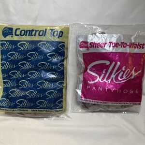 Lot Of Silkies Small Control Top And Sheer To Waist  Mocha Pantyhose NOS